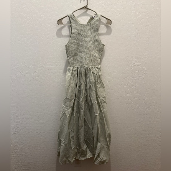 Madewell Selena Midi Dress Pistachio Green Stripe NWT XS Pockets Smocked - Picture 6 of 9